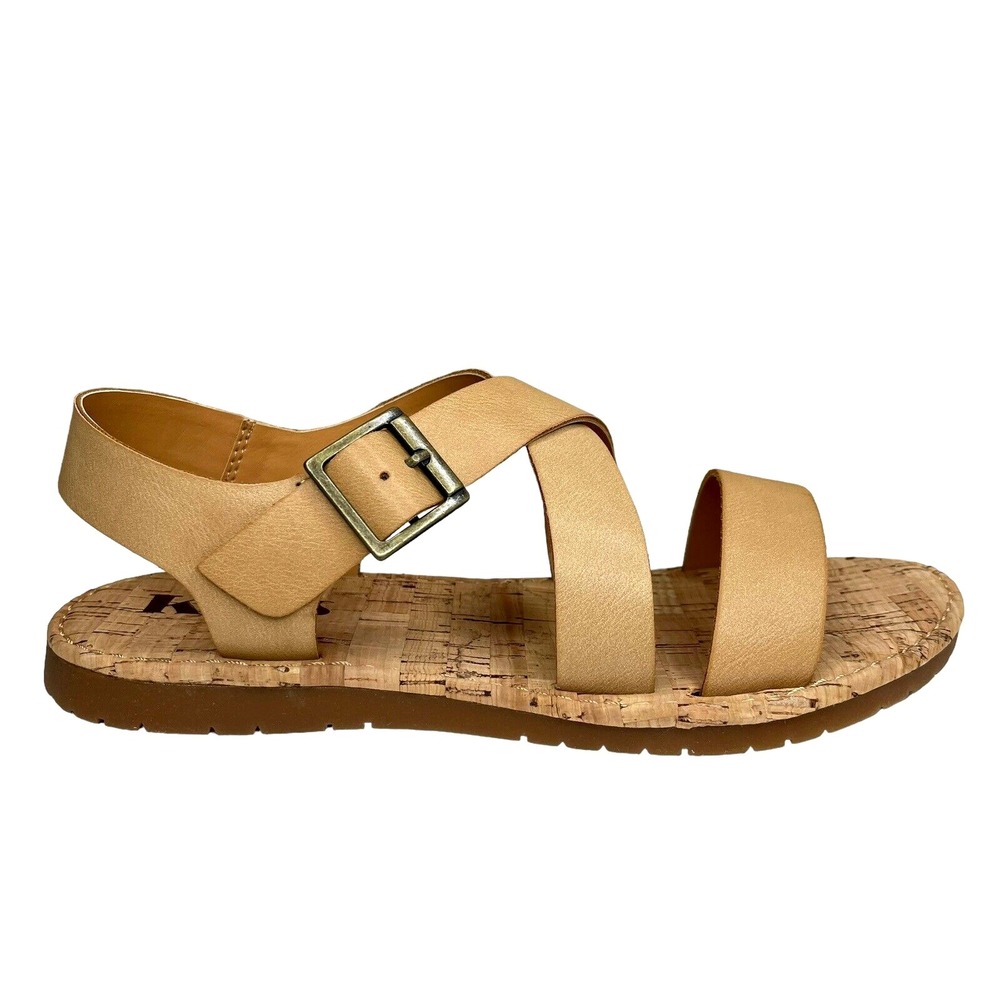 Korks Justicia Women's Strappy Flat Sandals‎ Size 7 Natural Beige Casual Shoes - Picture 2 of 13